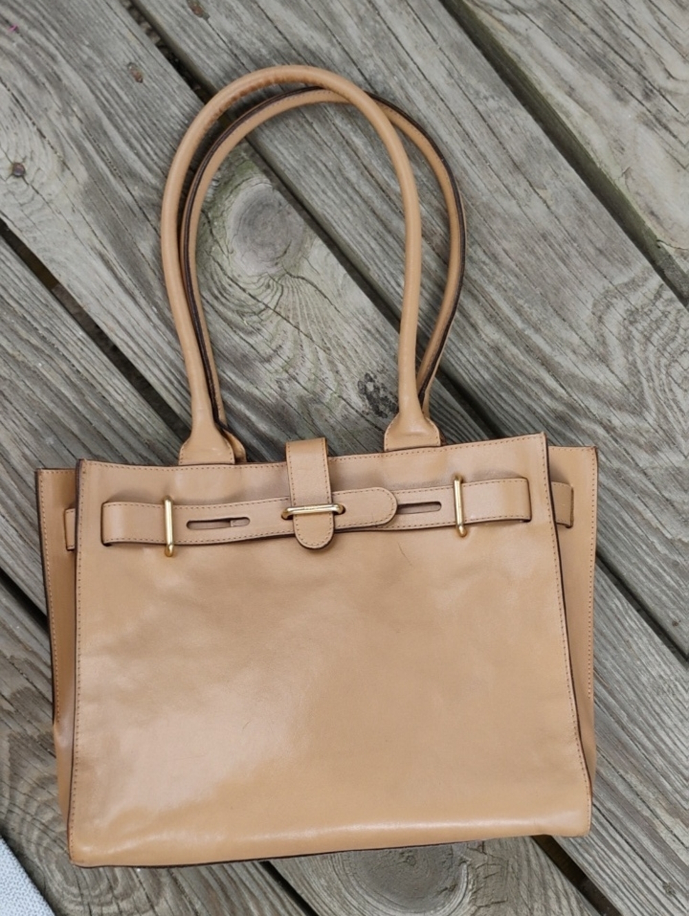 Furla Leather Tote Shoulder Bag in Tan With COA